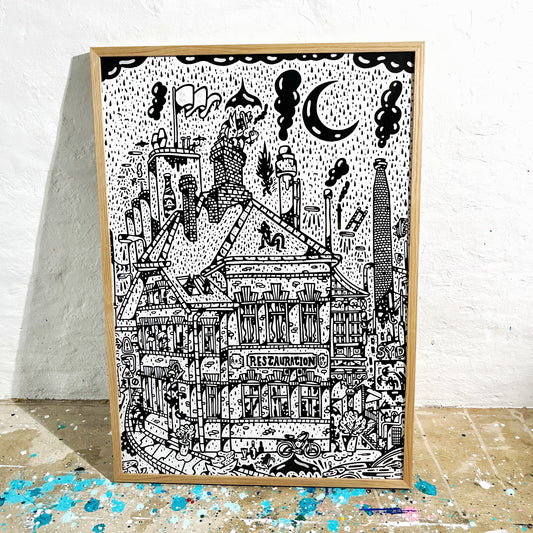 Indrammet Sydhavnen - 100x70 cm ☔️