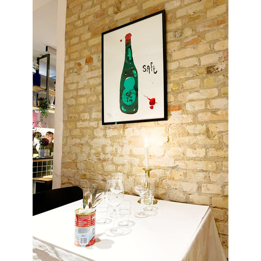 Under 7 stk. tilbage - Et af de populæreste prints: Saft - 70x50 cm 🍷