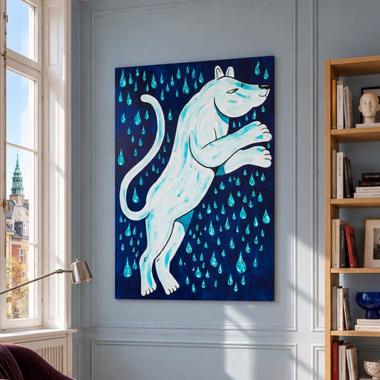 Regnen siler ned, alt imens nattens dyb gir dig plads til at være den, du længes efter at være - 140x100 cm