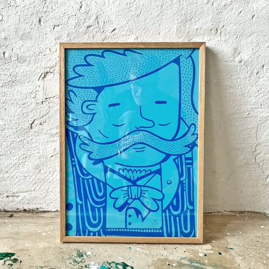 Indrammet Blue Gentleman - A3 størrelse