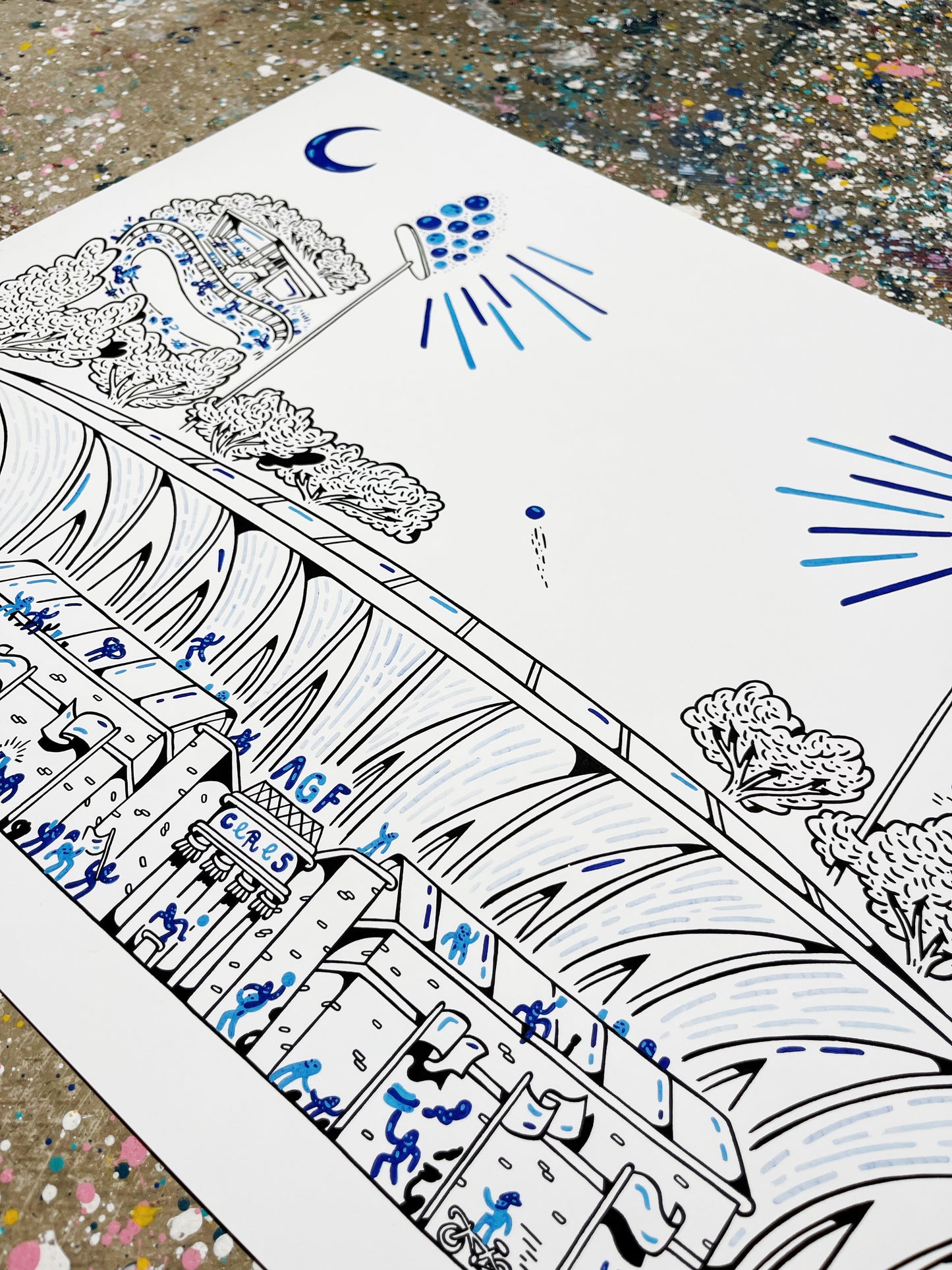 Få tilbage! AP udgave af Aarhus Stadion - 50x70 cm