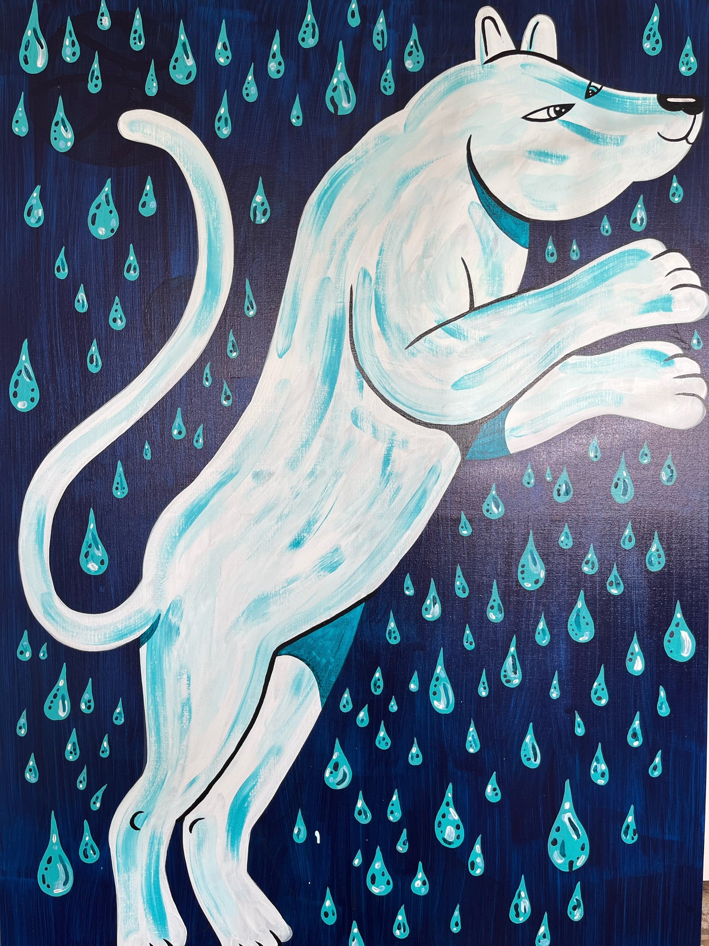 I den tidlige morgen mens regnen falder - 140x100 cm