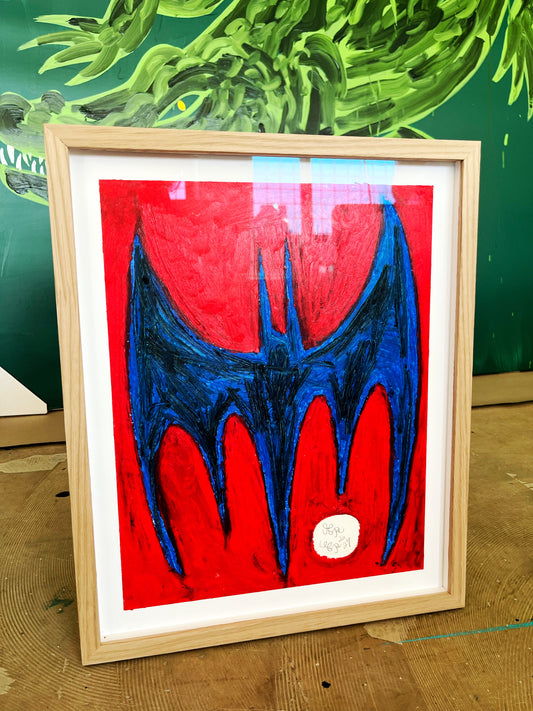 Flagermus, indrammet - 43x35 cm 🦇