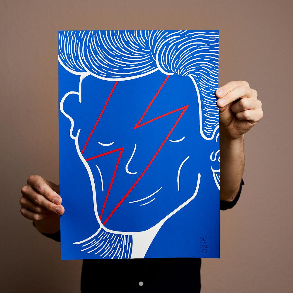 Få tilbage! Bowie - A3 størrelse ⚡️