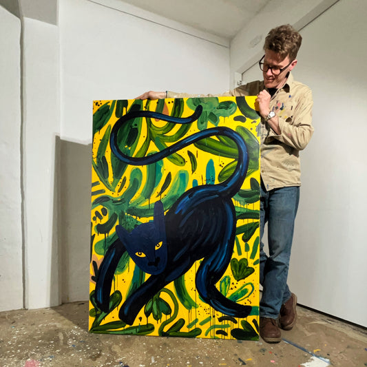 Sort panter - 140x100 cm