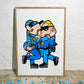 Indrammet Kissing Cops - 100x70 cm 👮‍♂️