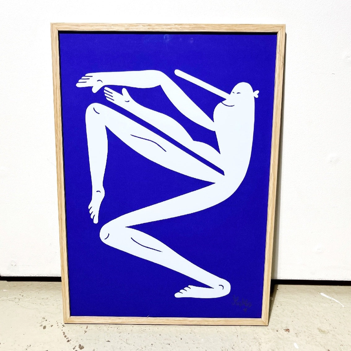 Indrammet Blå Yoga - A3 størrelse