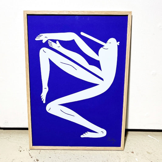 Indrammet Blå Yoga - A3 størrelse