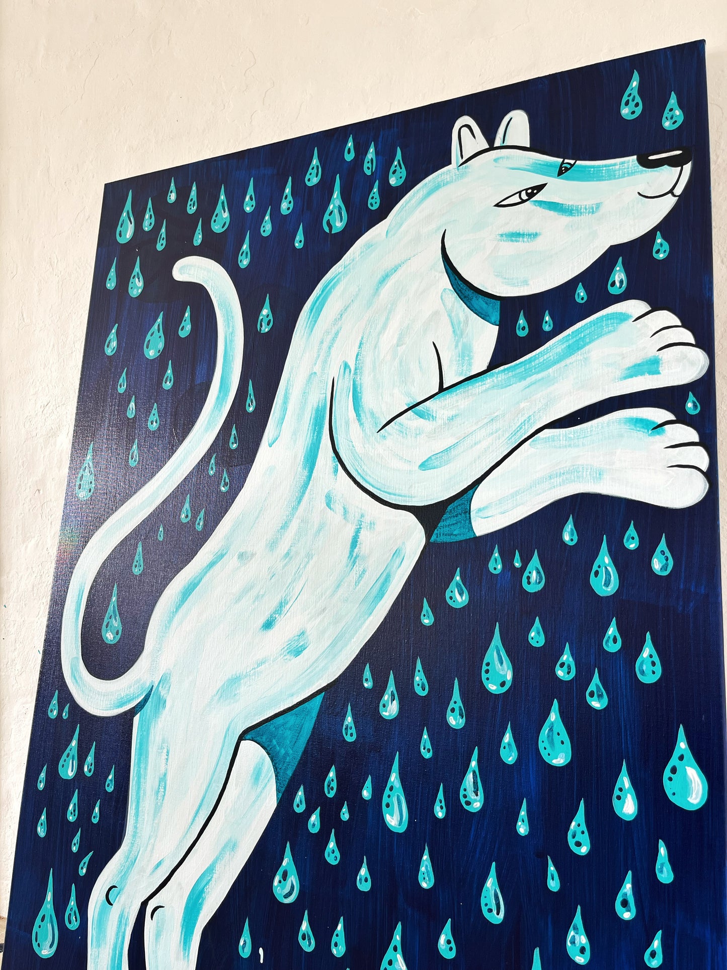 I den tidlige morgen mens regnen falder - 140x100 cm