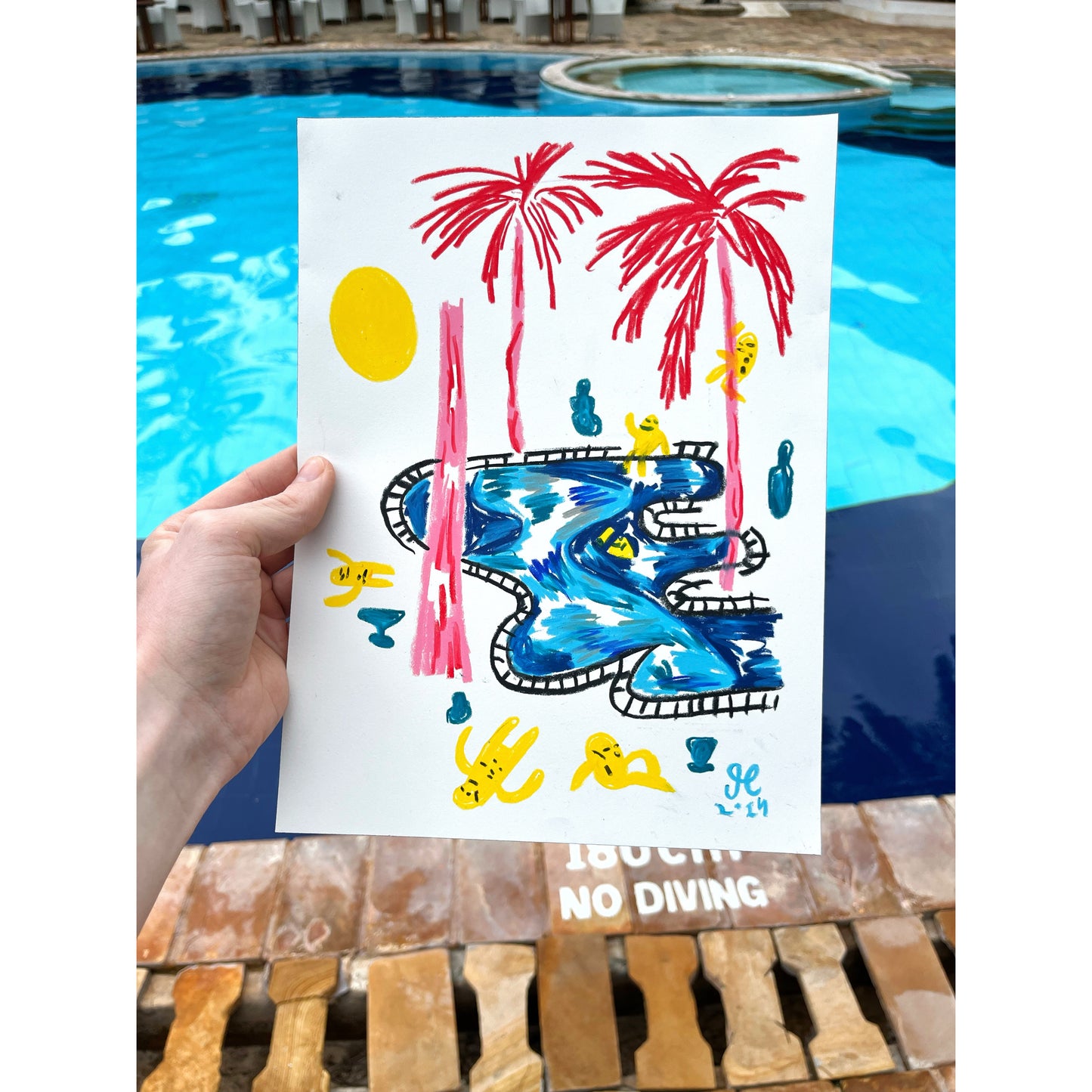 Ved poolen - 31x23 cm