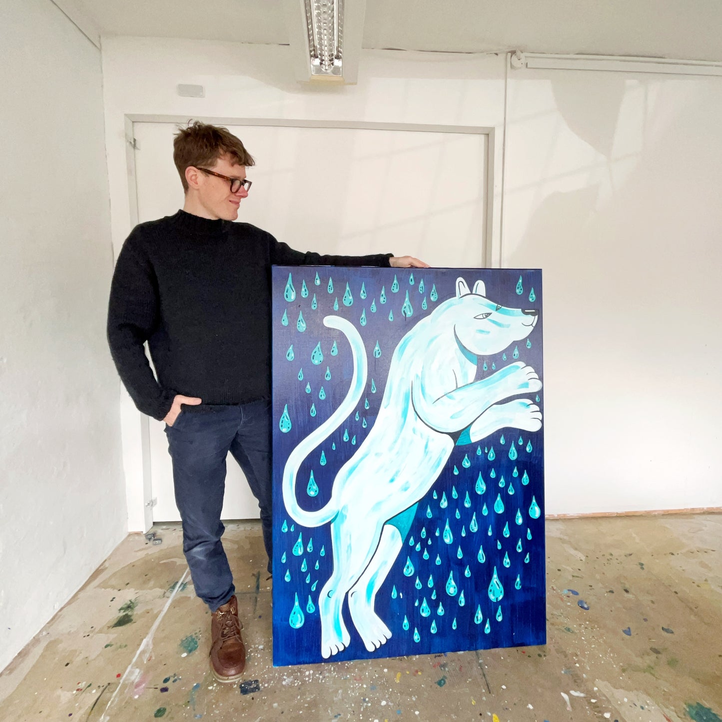 I den tidlige morgen mens regnen falder - 140x100 cm