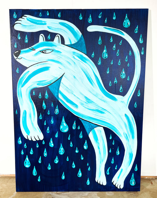 I den tidlige morgen mens regnen falder - 140x100 cm