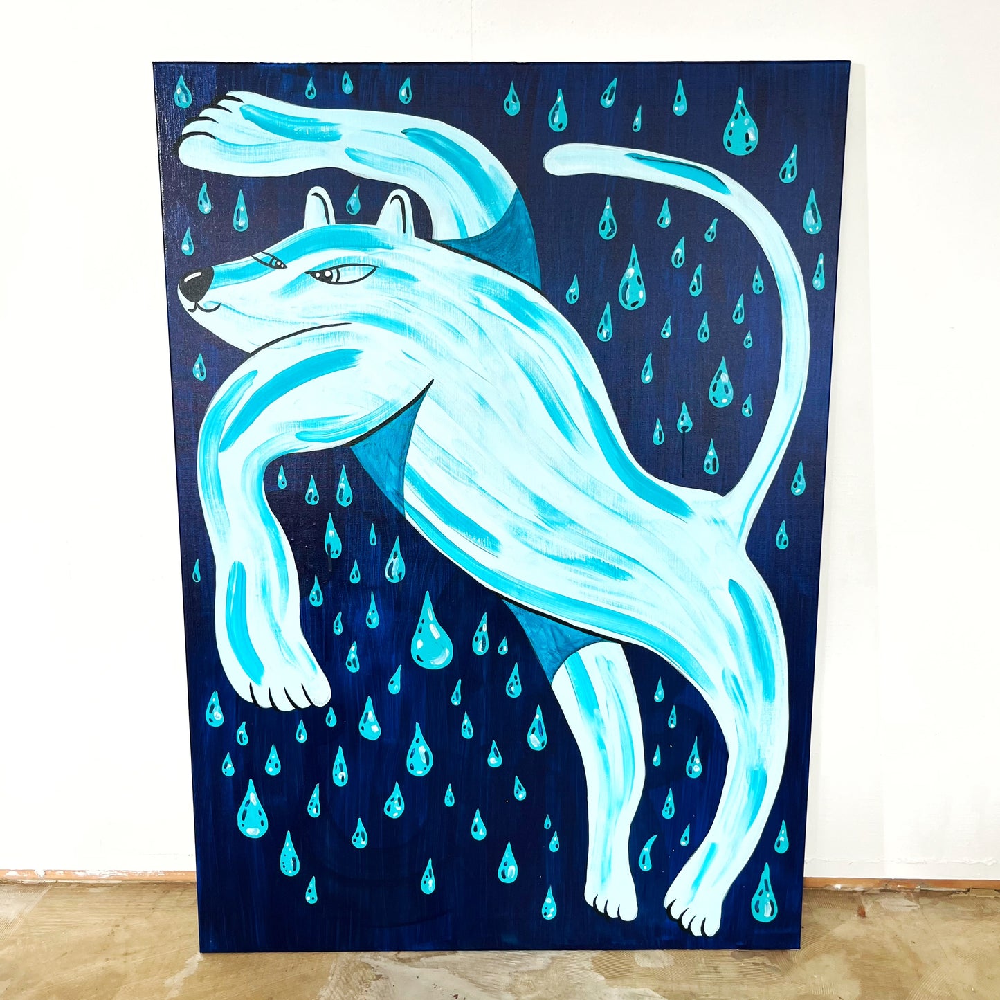 I den tidlige morgen mens regnen falder - 140x100 cm
