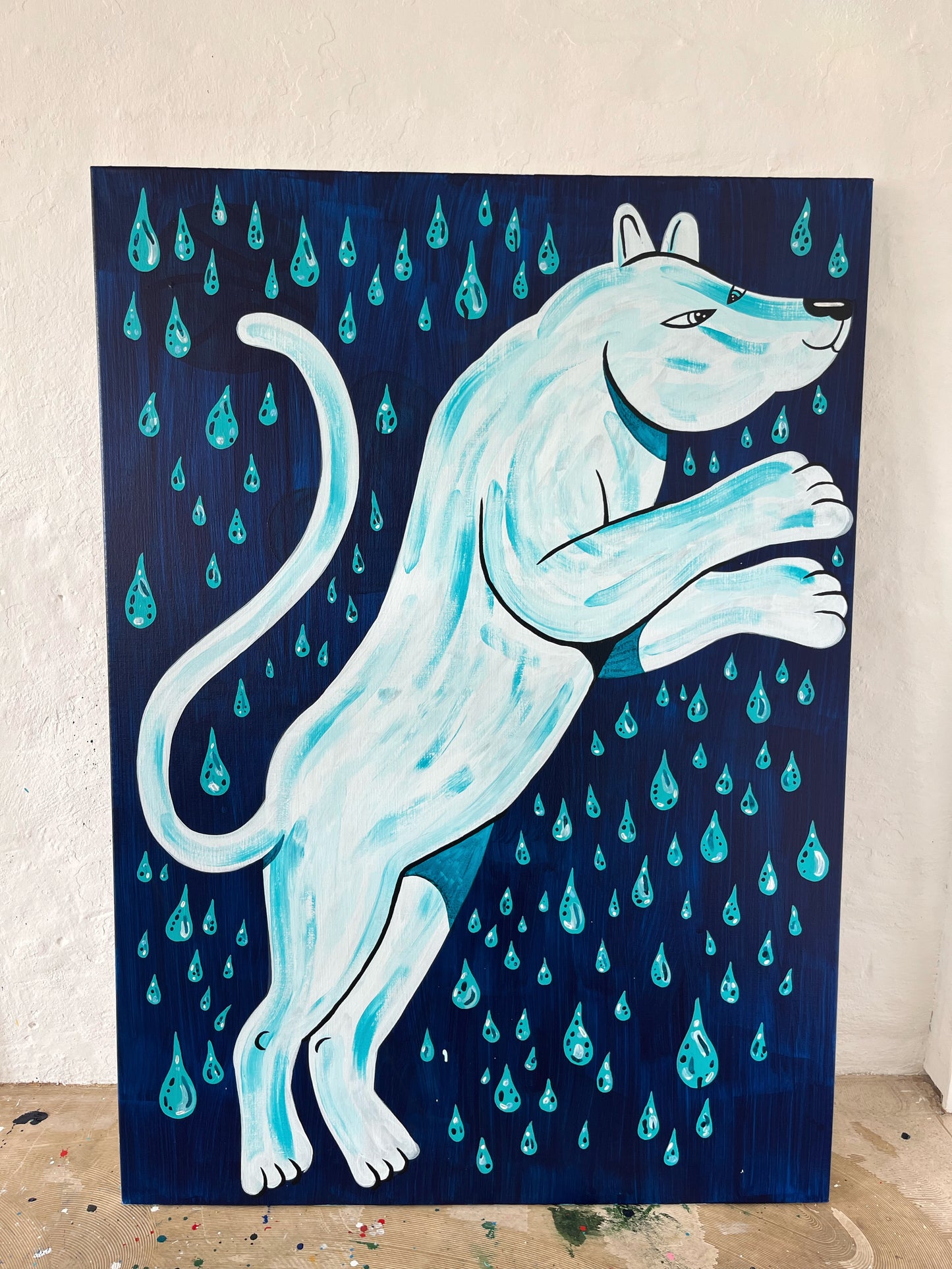 I den tidlige morgen mens regnen falder - 140x100 cm