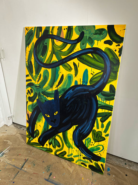 Sort panter - 140x100 cm