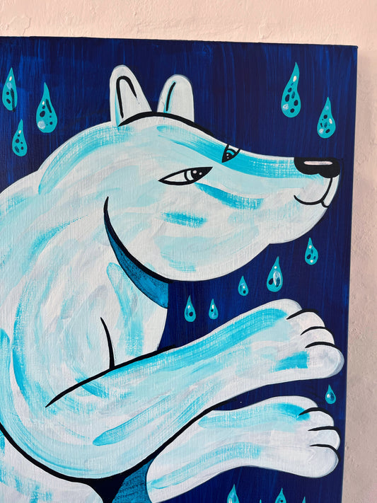 I den tidlige morgen mens regnen falder - 140x100 cm