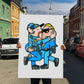 Kissing Cops - 100x70 cm 👮‍♂️